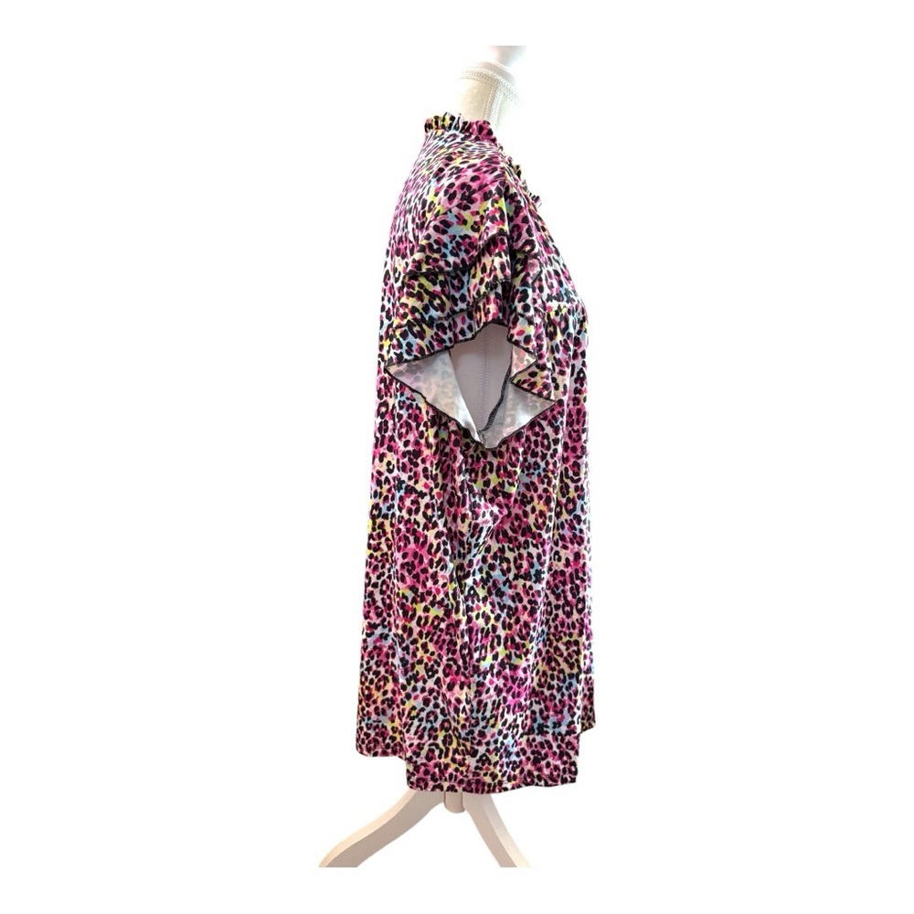 Sunshine & Rodeos 2XL Ruffle Sleeve Blouse Pink Multicolor Leopard - Picture 4 of 6